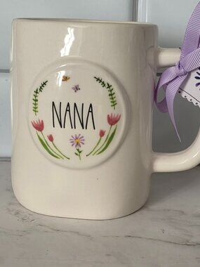 Rae Dunn "NANA"  Floral Mug with Butterflies and Tulips - NWT